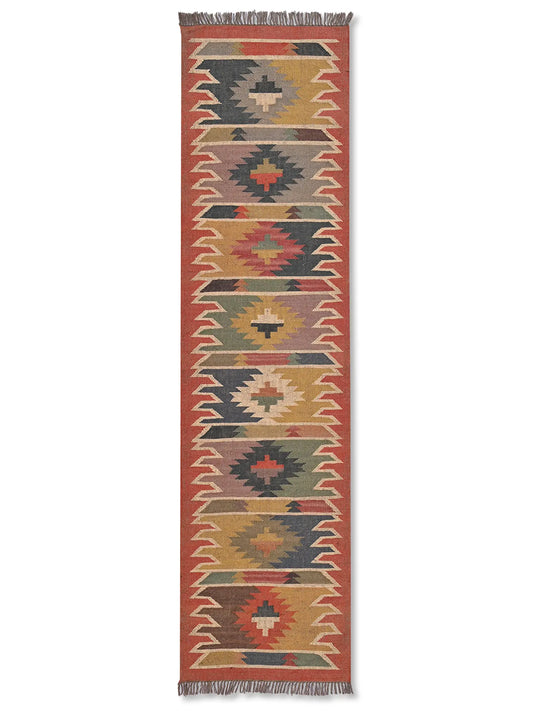 alfombras kililm pasillo  75x280 multicolor necha a mano en fibras naturales