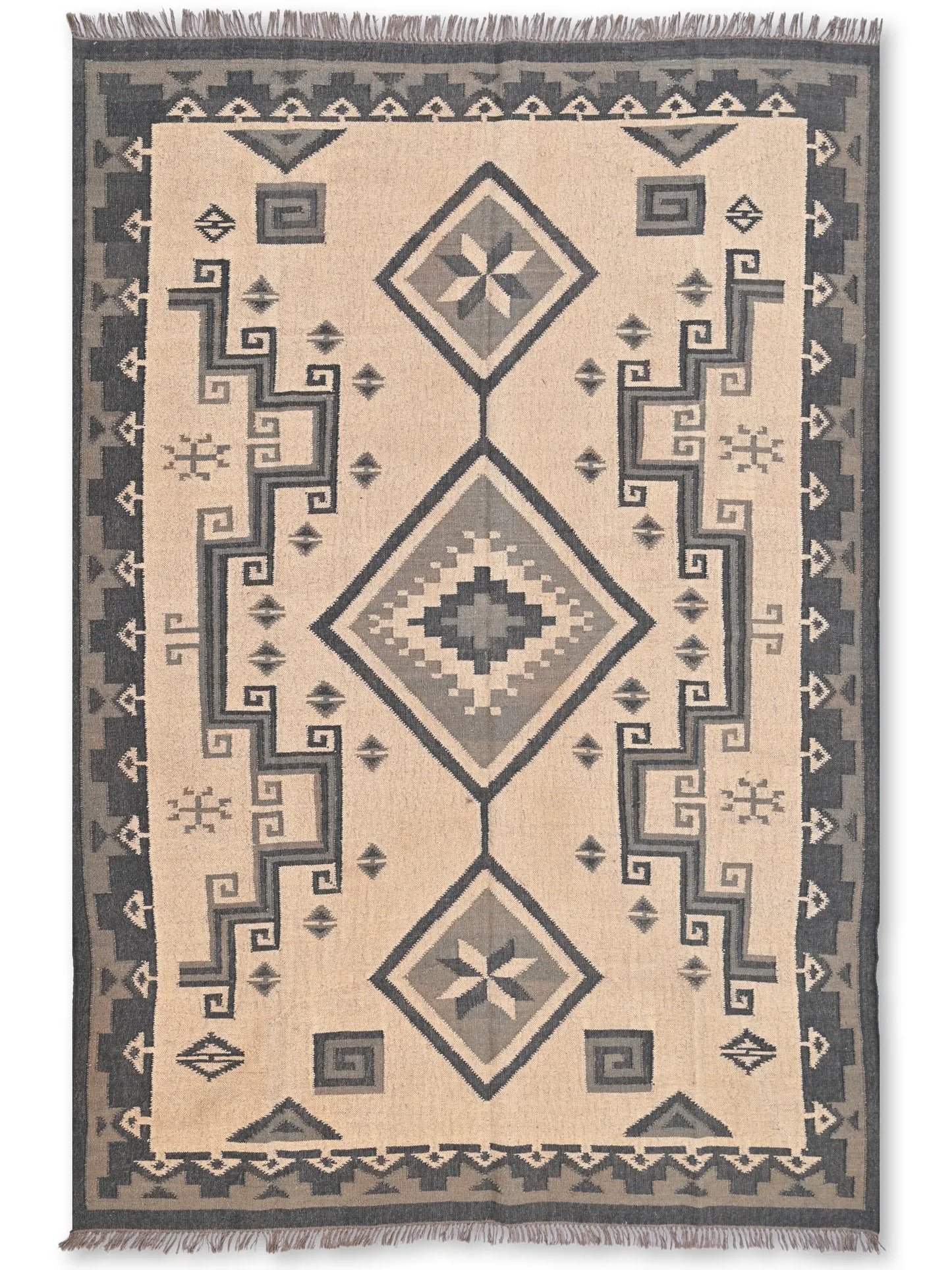 alfombras kililm pasillo  240x300  negro marrón necha a mano en fibras naturales