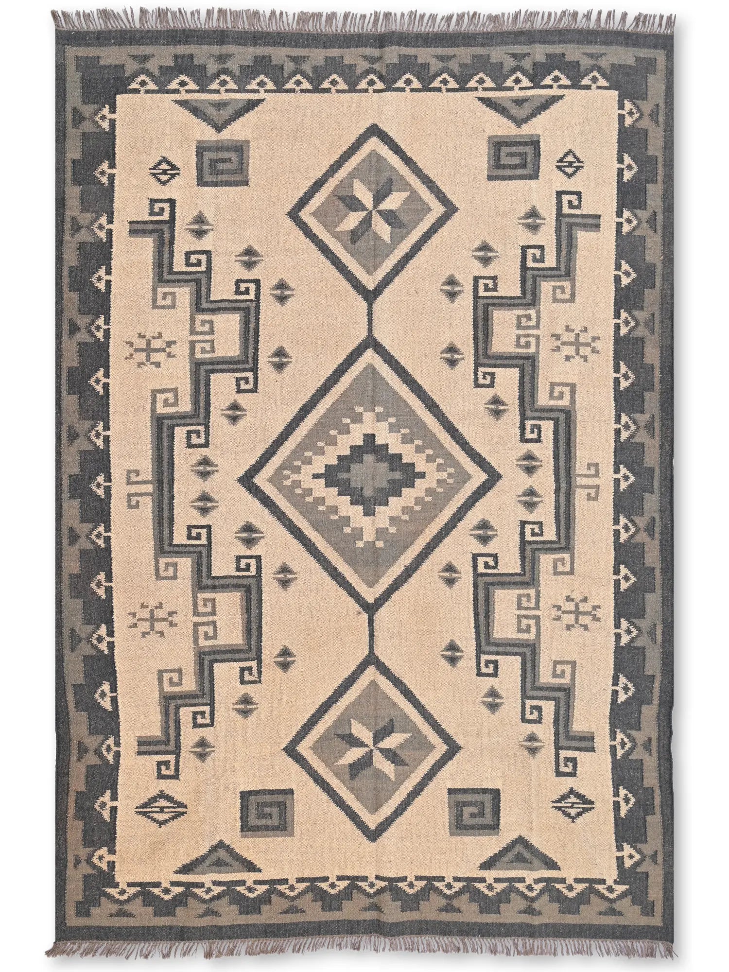 alfombras kililm pasillo  240x300  negro marrón necha a mano en fibras naturales