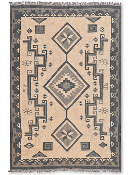 alfombras kililm pasillo  240x300  negro marrón necha a mano en fibras naturales