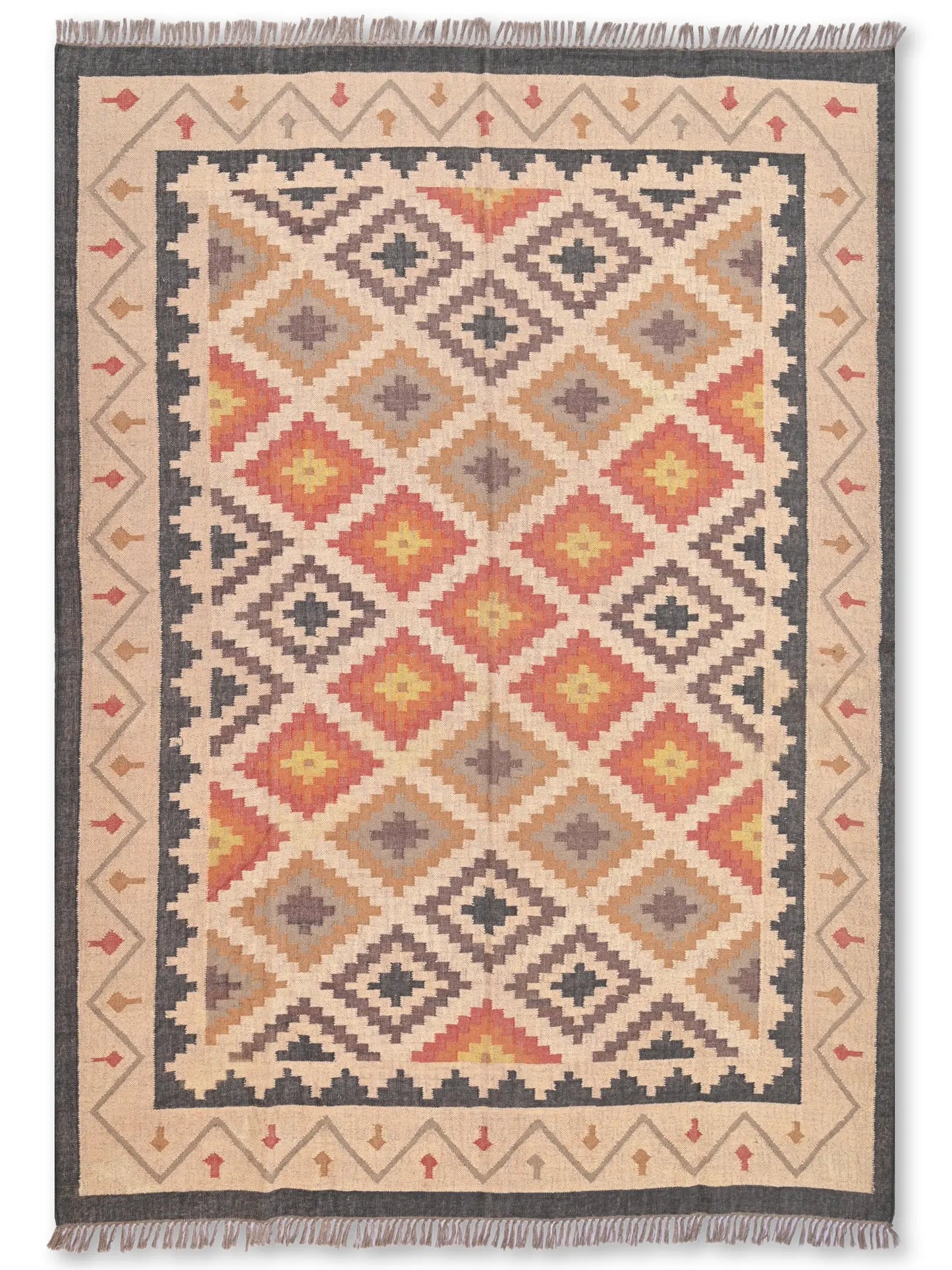 alfombras kililm pasillo  240x300  multicolor necha a mano en fibras naturales
