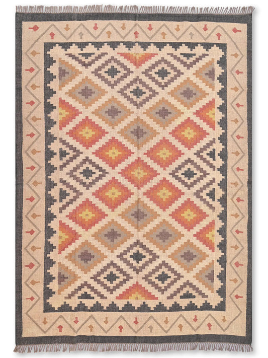 alfombras kililm pasillo  240x300  multicolor necha a mano en fibras naturales
