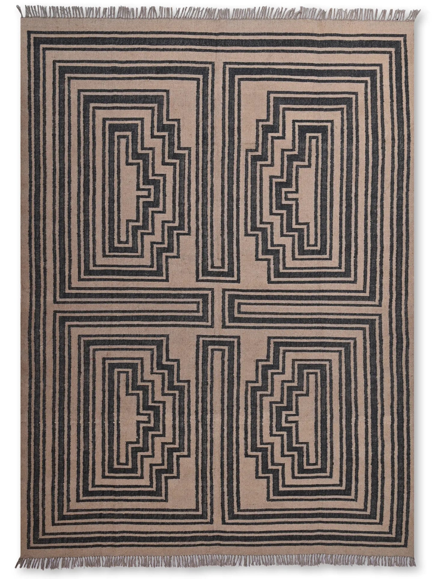 alfombras kililm pasillo  240x300  negro marrón necha a mano en fibras naturales