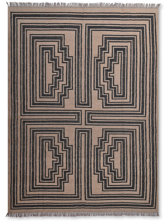 alfombras kililm pasillo  240x300  negro marrón necha a mano en fibras naturales