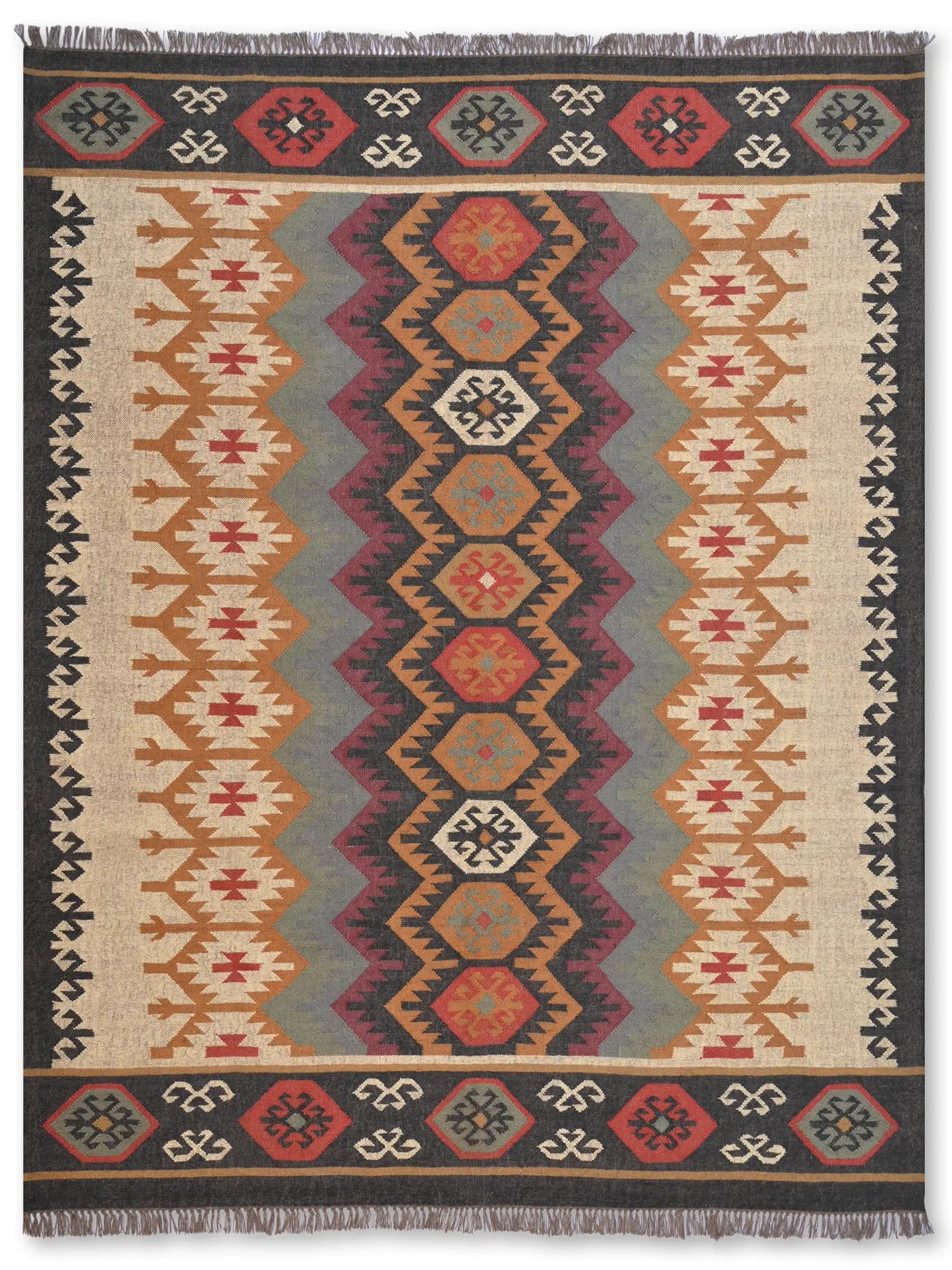alfombras kililm pasillo  240x300  multicolor necha a mano en fibras naturales