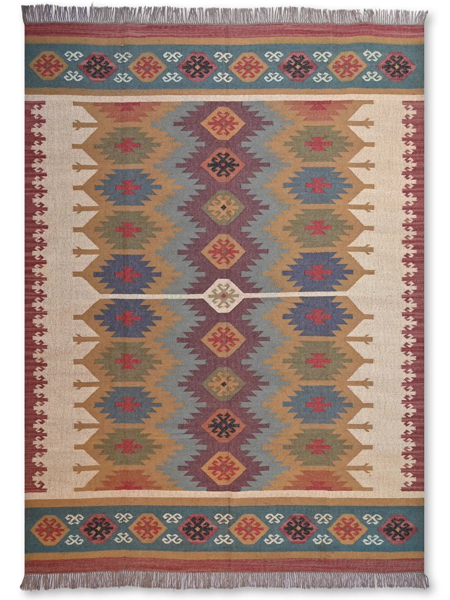 alfombras kililm pasillo  270x360  multicolor necha a mano en fibras naturales
