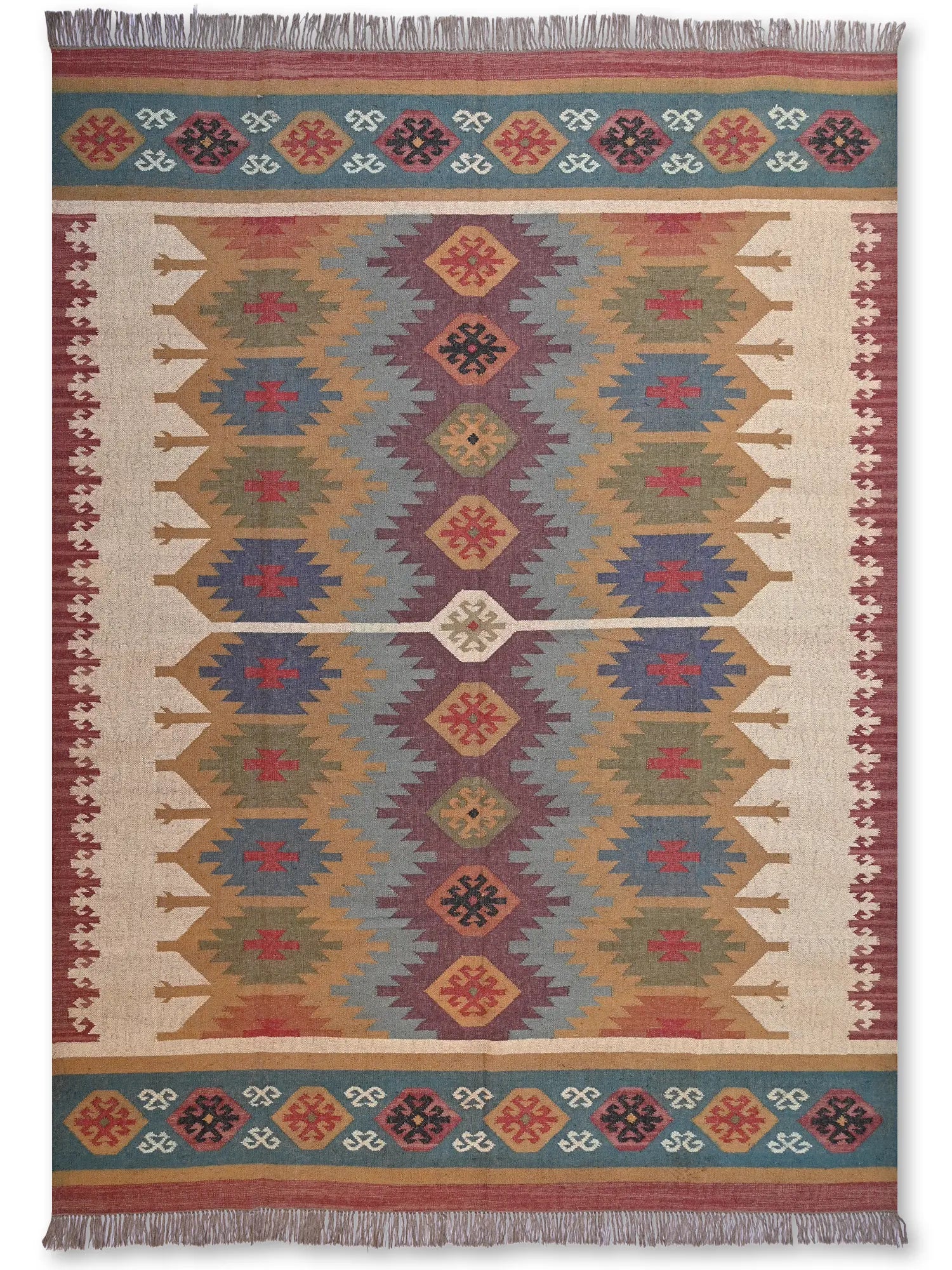 alfombras kililm pasillo  270x360  multicolor necha a mano en fibras naturales
