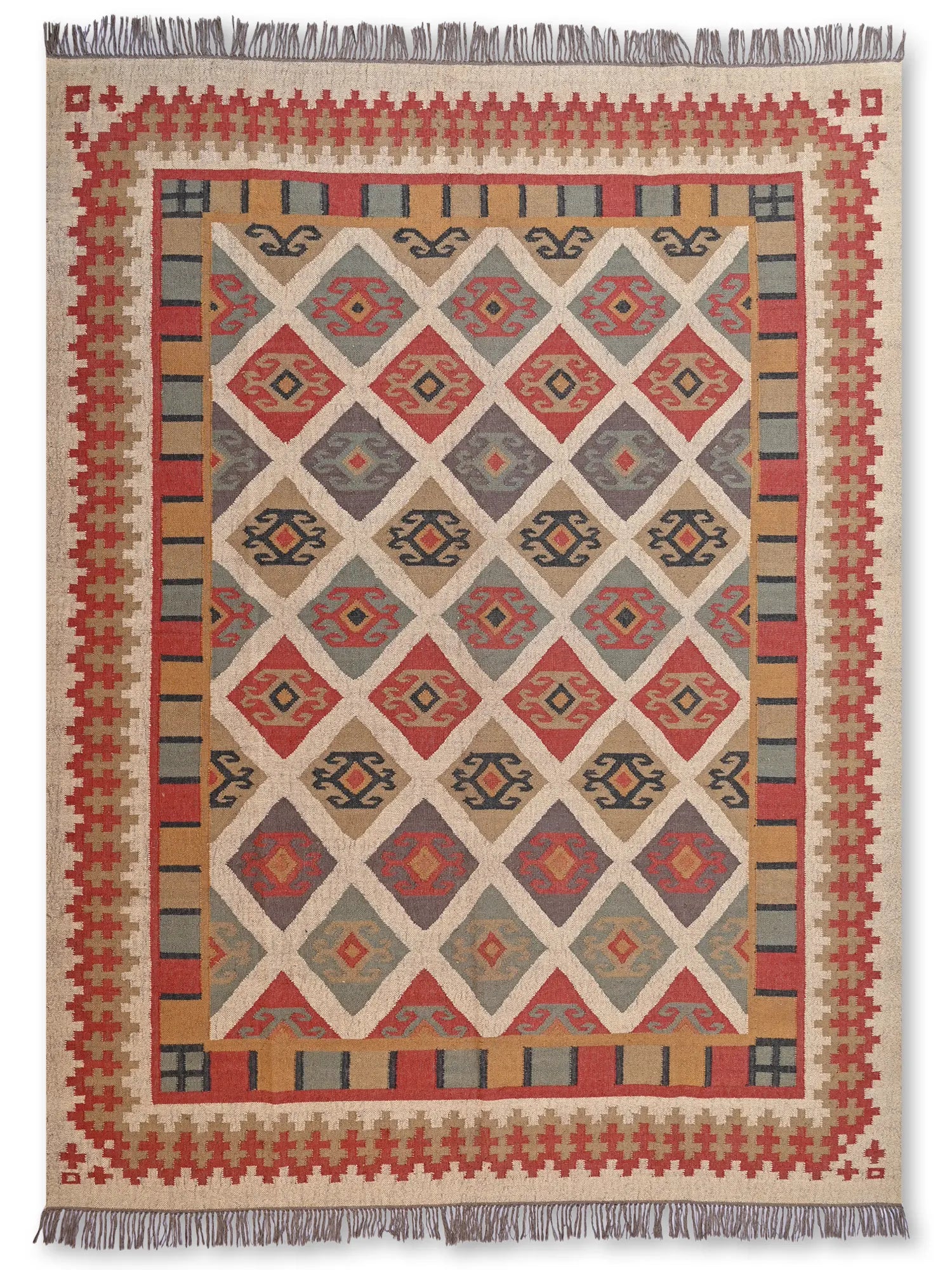 alfombras kililm pasillo  270x360  multicolor necha a mano en fibras naturales
