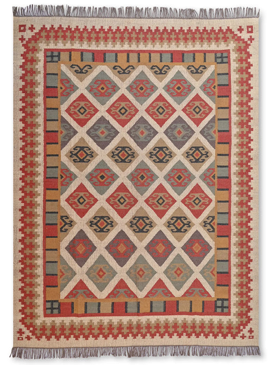 alfombras kililm pasillo  270x360  multicolor necha a mano en fibras naturales
