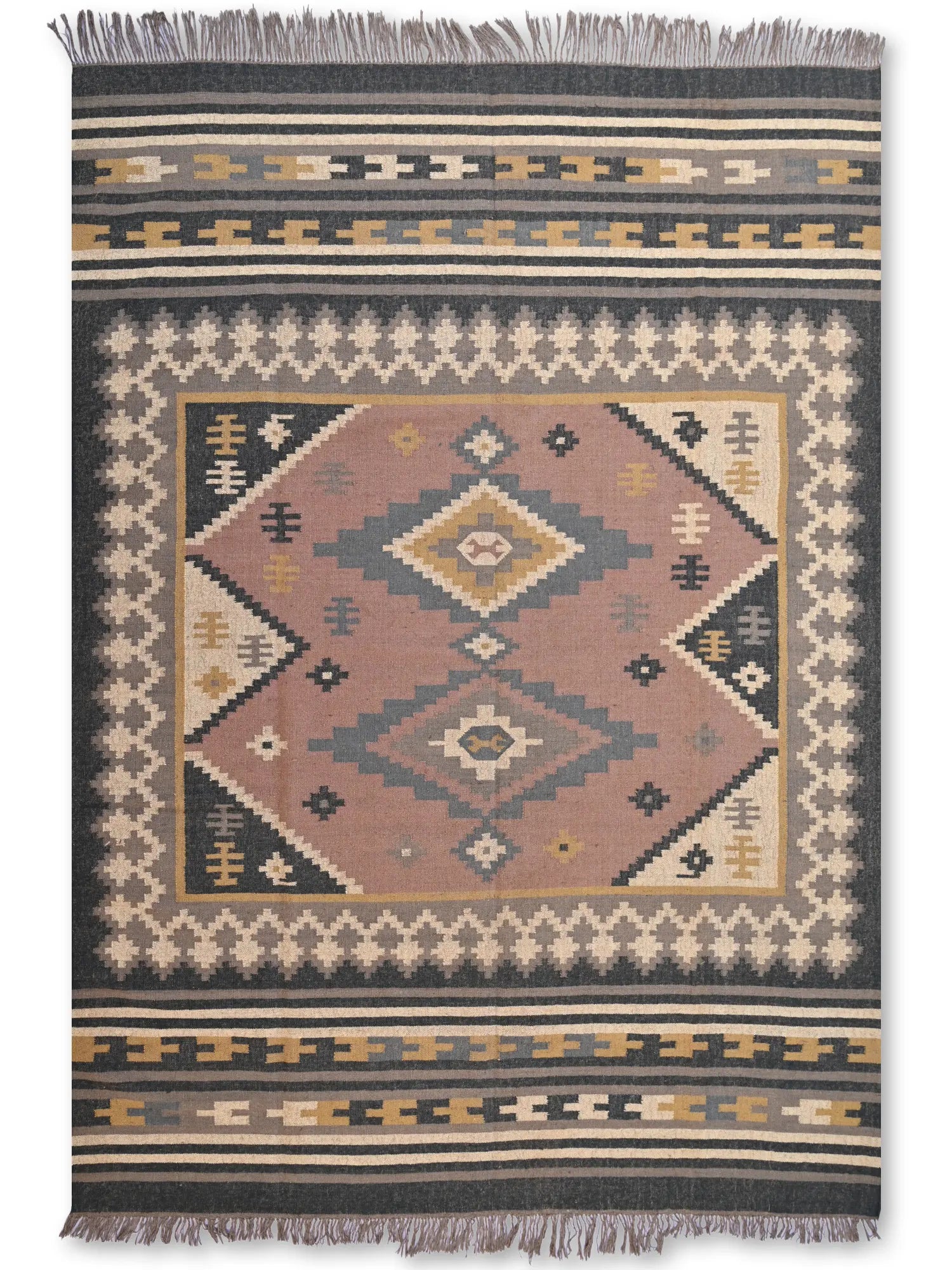 alfombras kililm pasillo  270x360  multicolor necha a mano en fibras naturales
