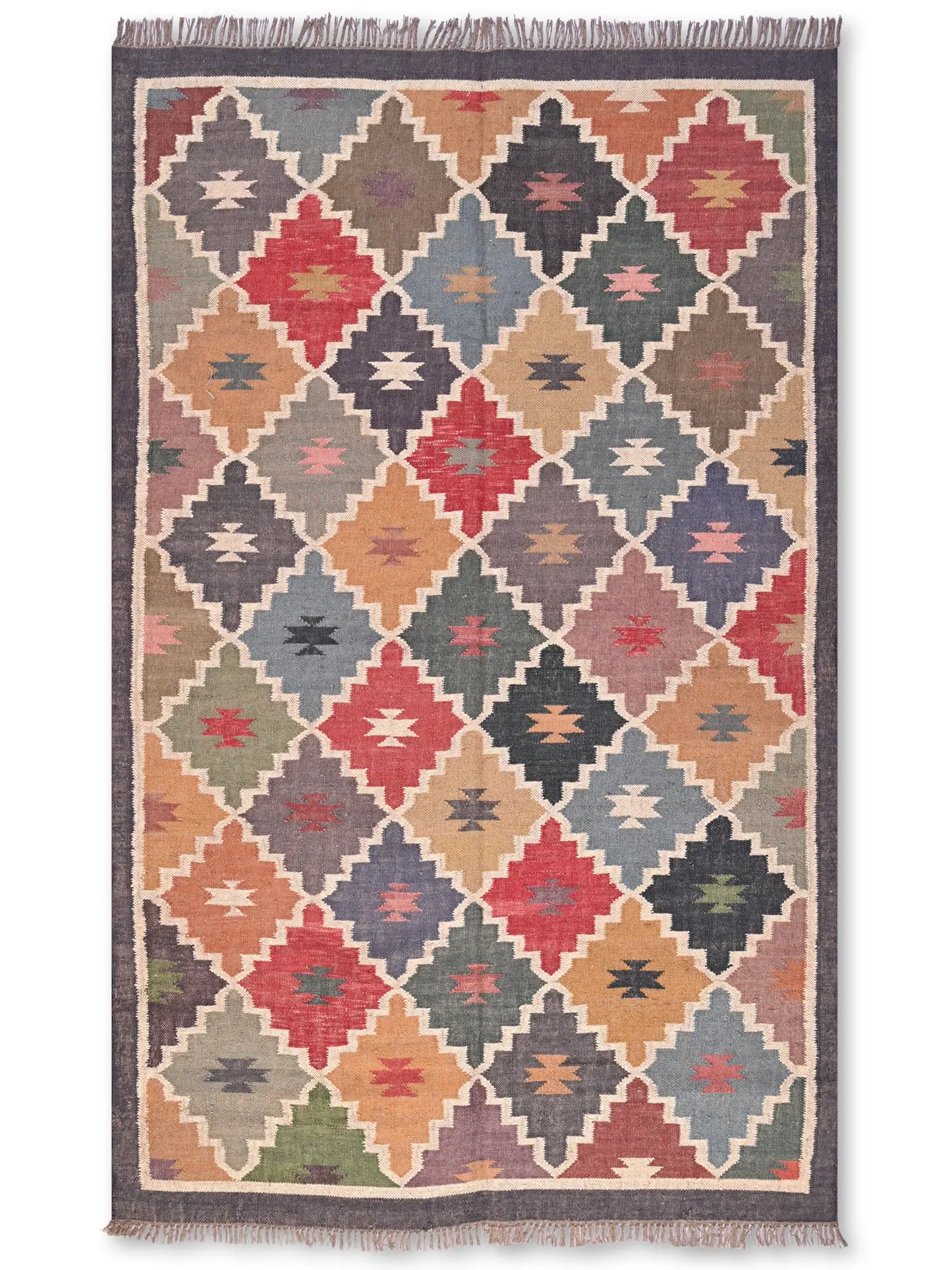 alfombras kililm pasillo 150x240 multicolor necha a mano en fibras naturales