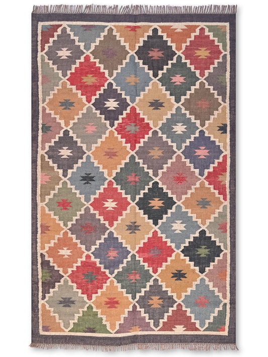 alfombras kililm pasillo 150x240 multicolor necha a mano en fibras naturales