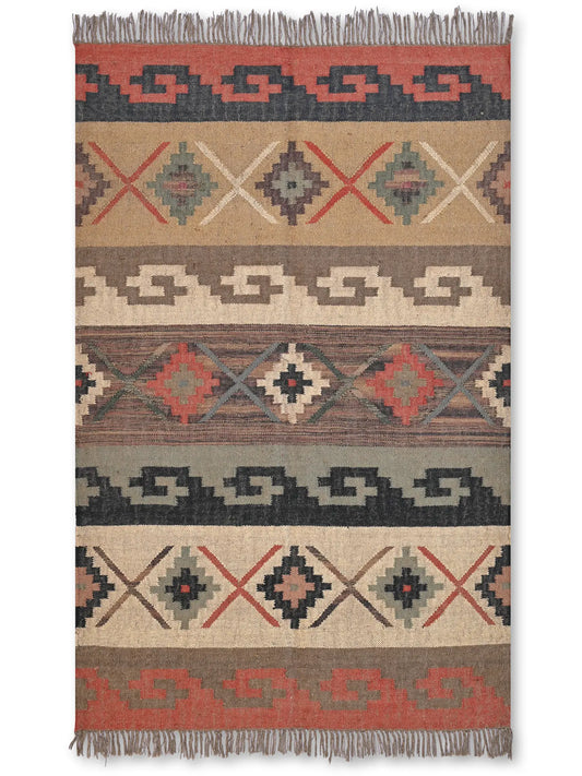 alfombras kililm pasillo 120x180 multicolor necha a mano en fibras naturales