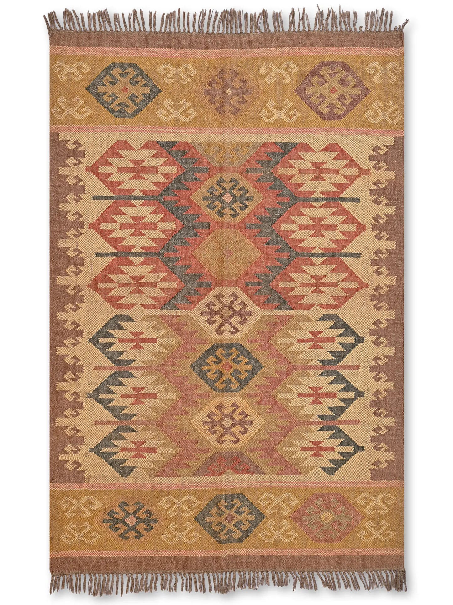 alfombras kililm pasillo 120x180 multicolor necha a mano en fibras naturales