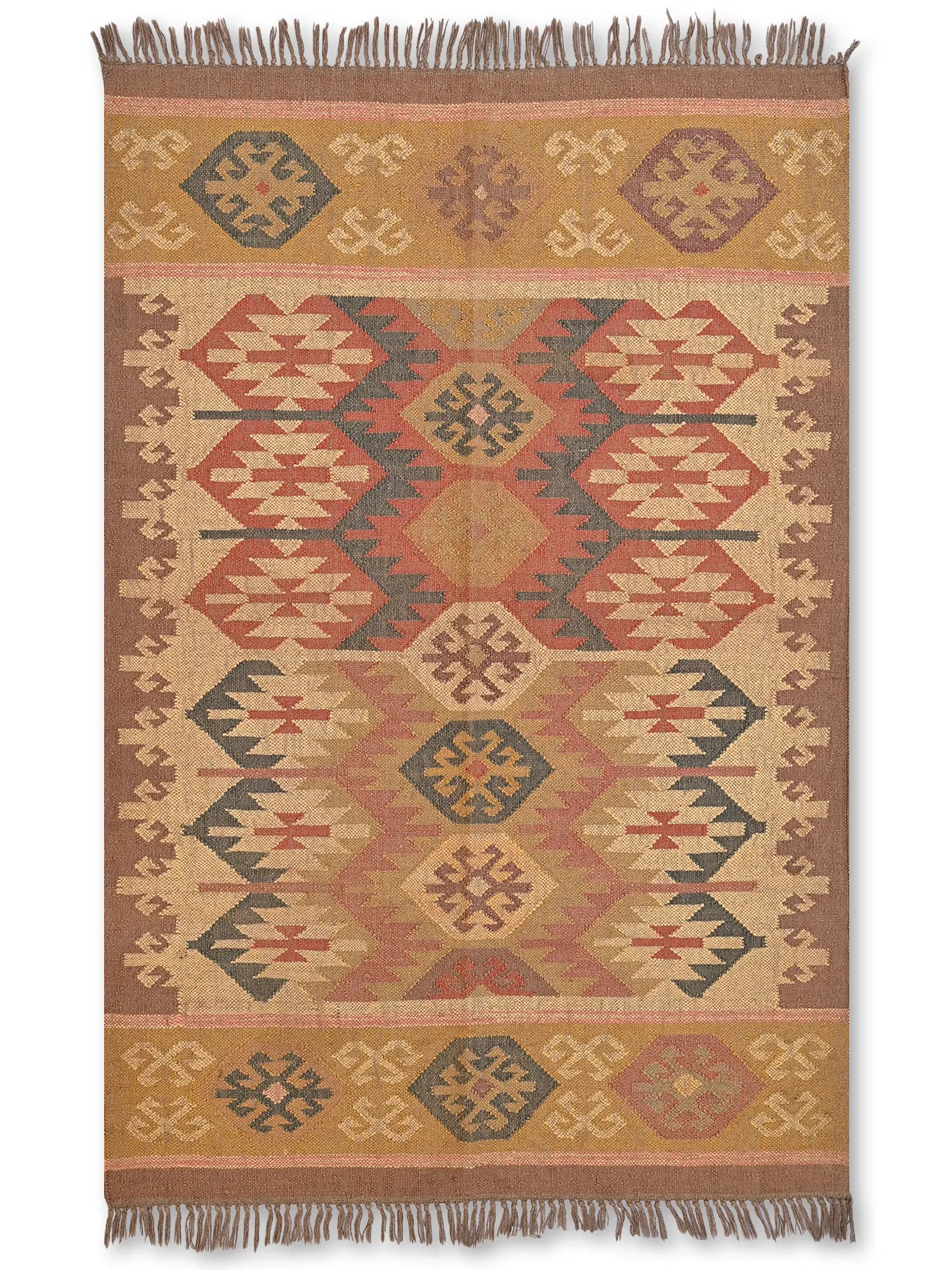 alfombras kililm pasillo 120x180 multicolor necha a mano en fibras naturales