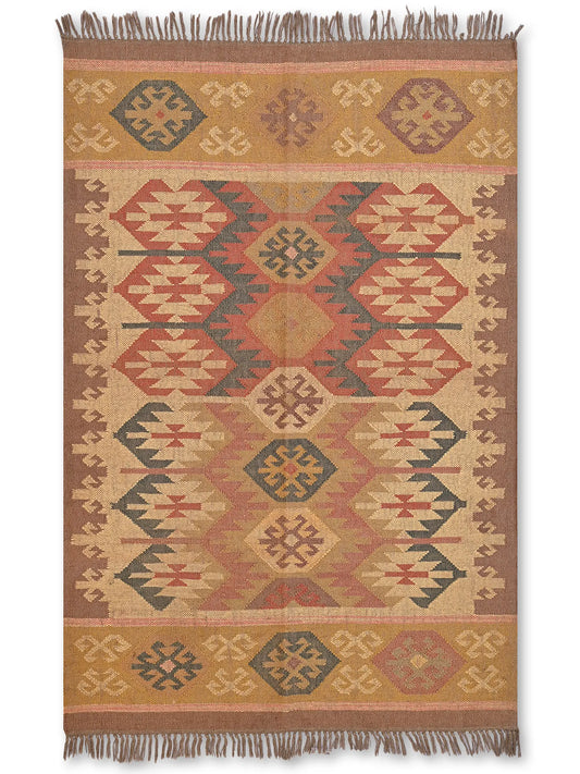 alfombras kililm pasillo 120x180 multicolor necha a mano en fibras naturales