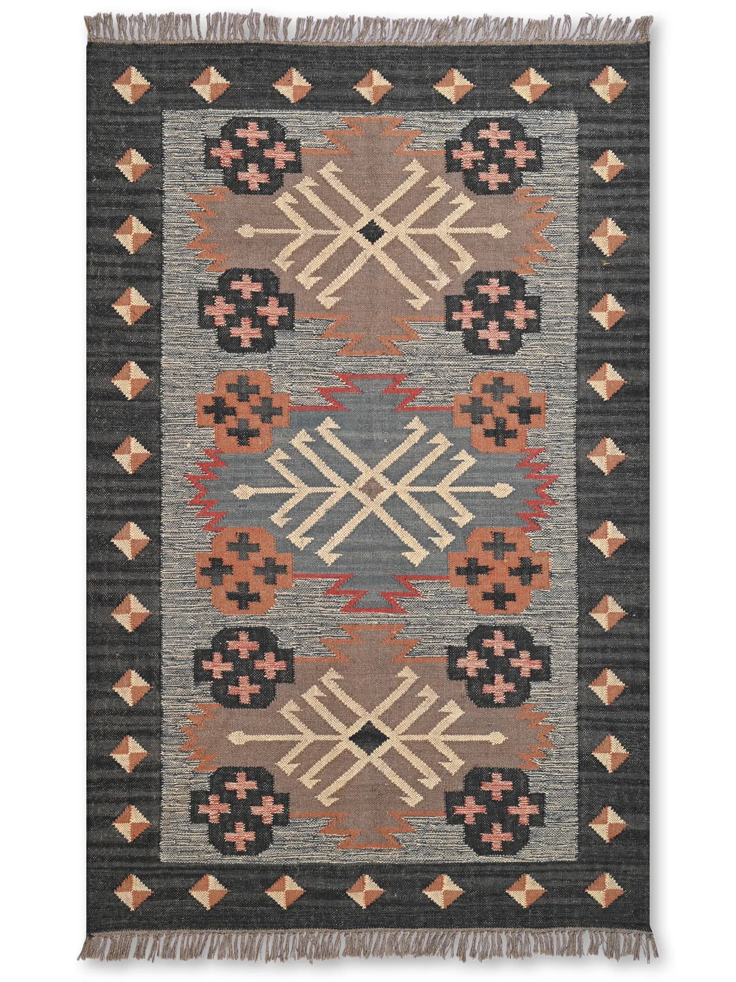 alfombras kililm pasillo 120x180 multicolor necha a mano en fibras naturales