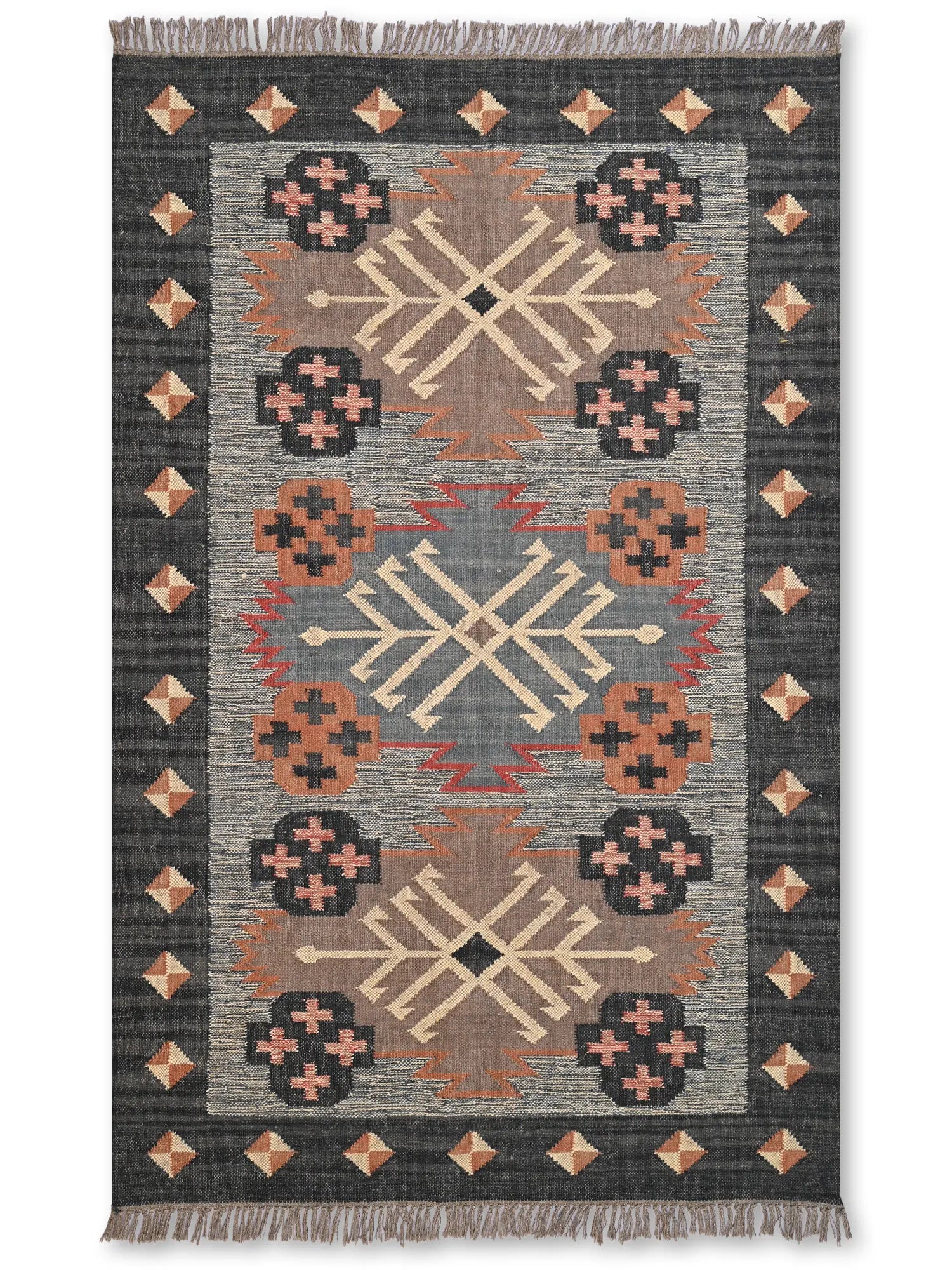alfombras kililm pasillo 120x180 multicolor necha a mano en fibras naturales