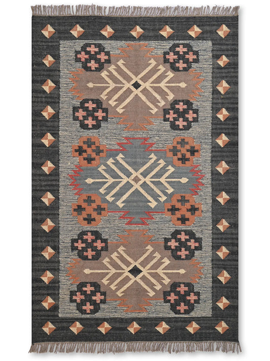 alfombras kililm pasillo 120x180 multicolor necha a mano en fibras naturales