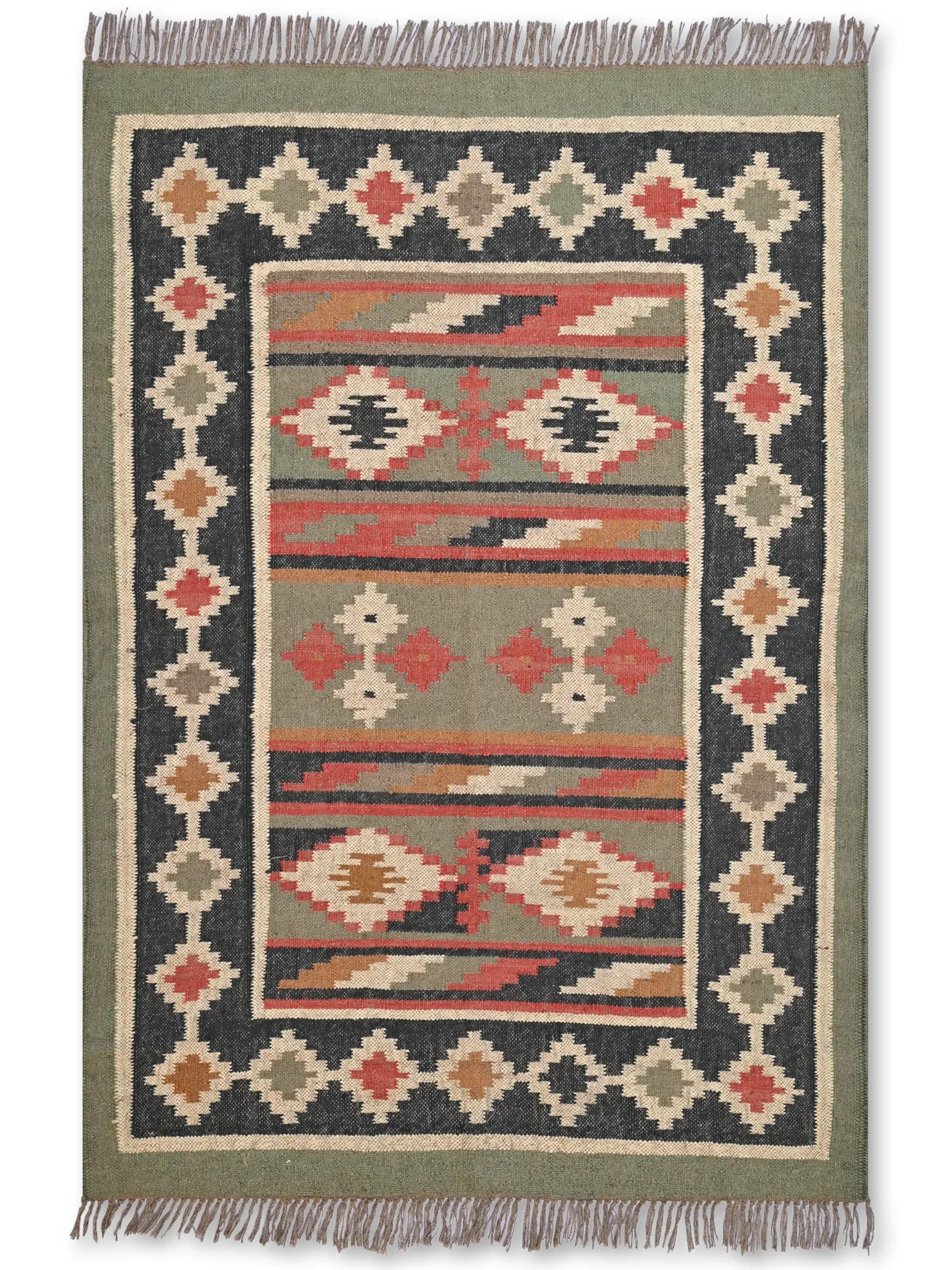 alfombras kililm pasillo 120x180 multicolor necha a mano en fibras naturales