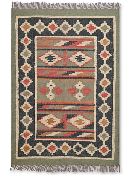alfombras kililm pasillo 120x180 multicolor necha a mano en fibras naturales