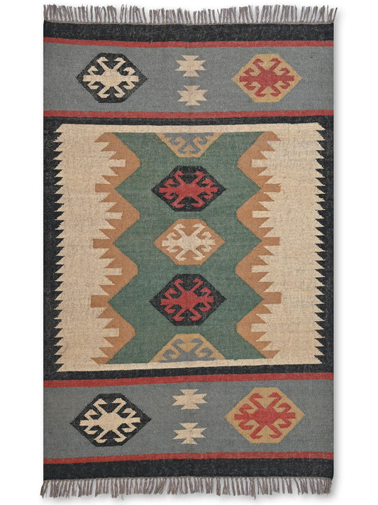 alfombras kililm pasillo 120x180 multicolor necha a mano en fibras naturales
