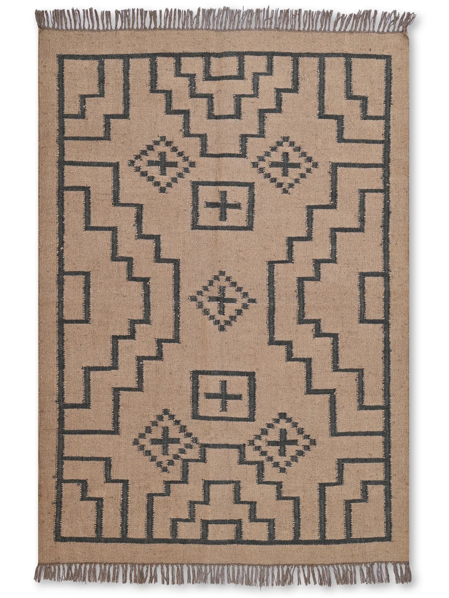 alfombras kililm pasillo 120x180 marrón necha a mano en fibras naturales