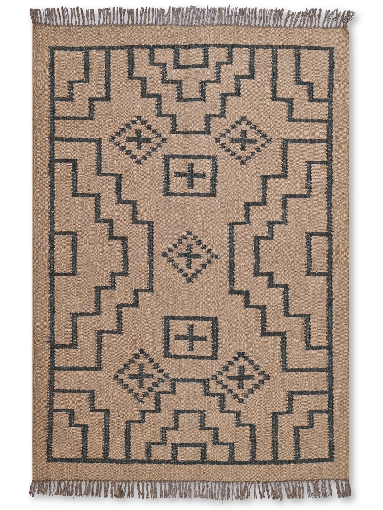 alfombras kililm pasillo 120x180 marrón necha a mano en fibras naturales
