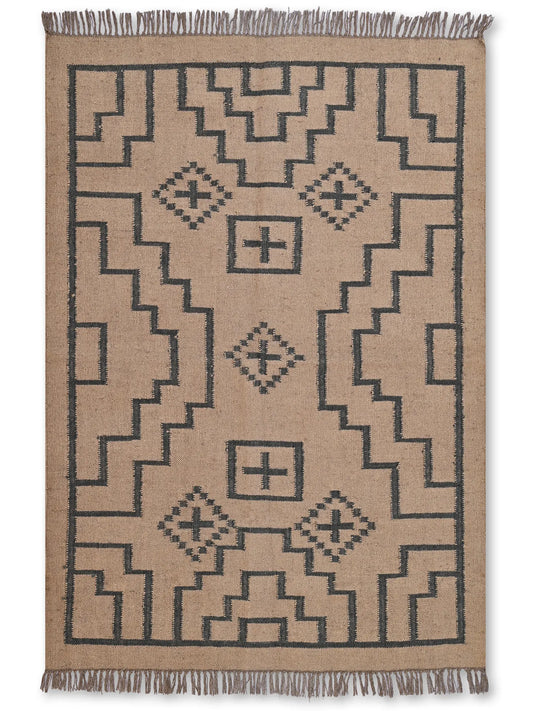 alfombras kililm pasillo 120x180 marrón necha a mano en fibras naturales