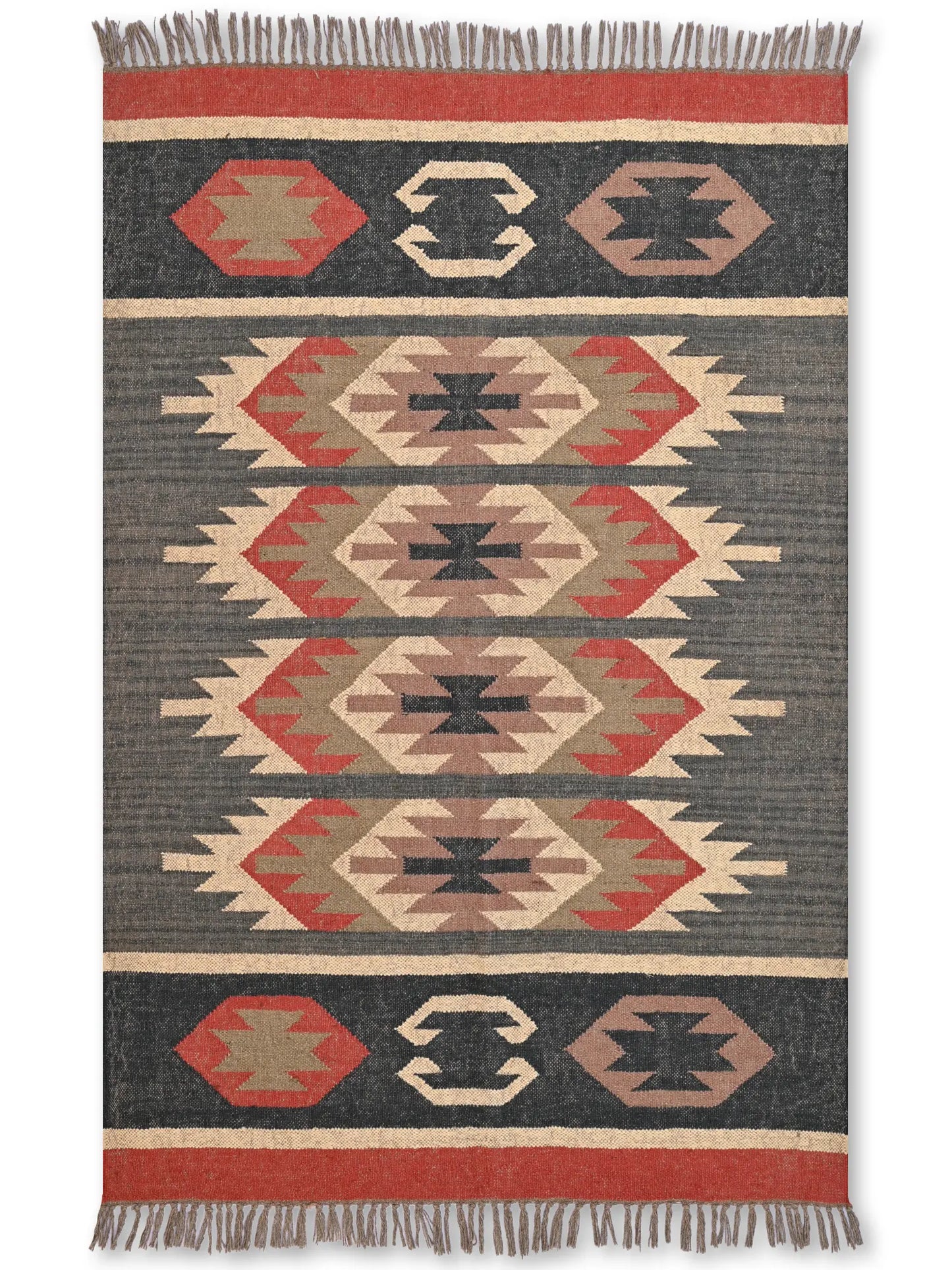 alfombras kililm pasillo   120x180 multicolor necha a mano en fibras naturales