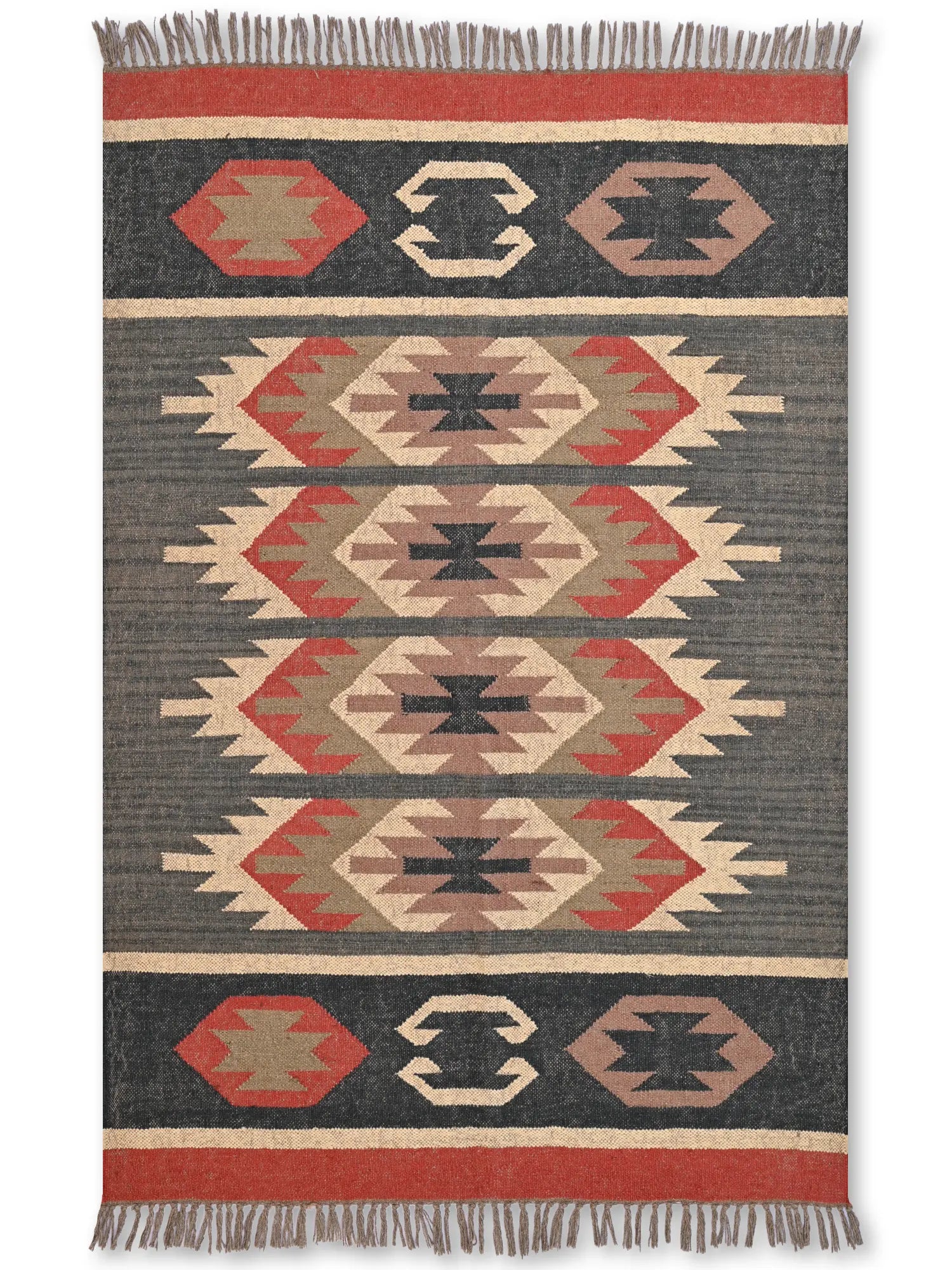 alfombras kililm pasillo   120x180 multicolor necha a mano en fibras naturales