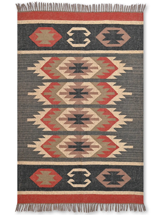 alfombras kililm pasillo   120x180 multicolor necha a mano en fibras naturales