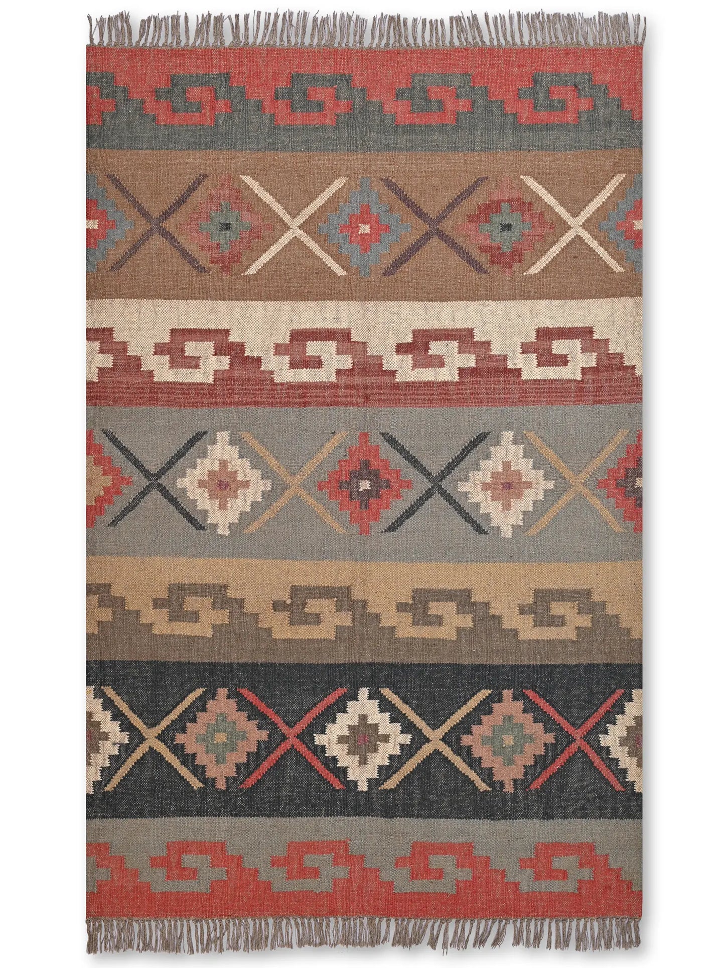 alfombras kililm pasillo 120x180 multicolor necha a mano en fibras naturales