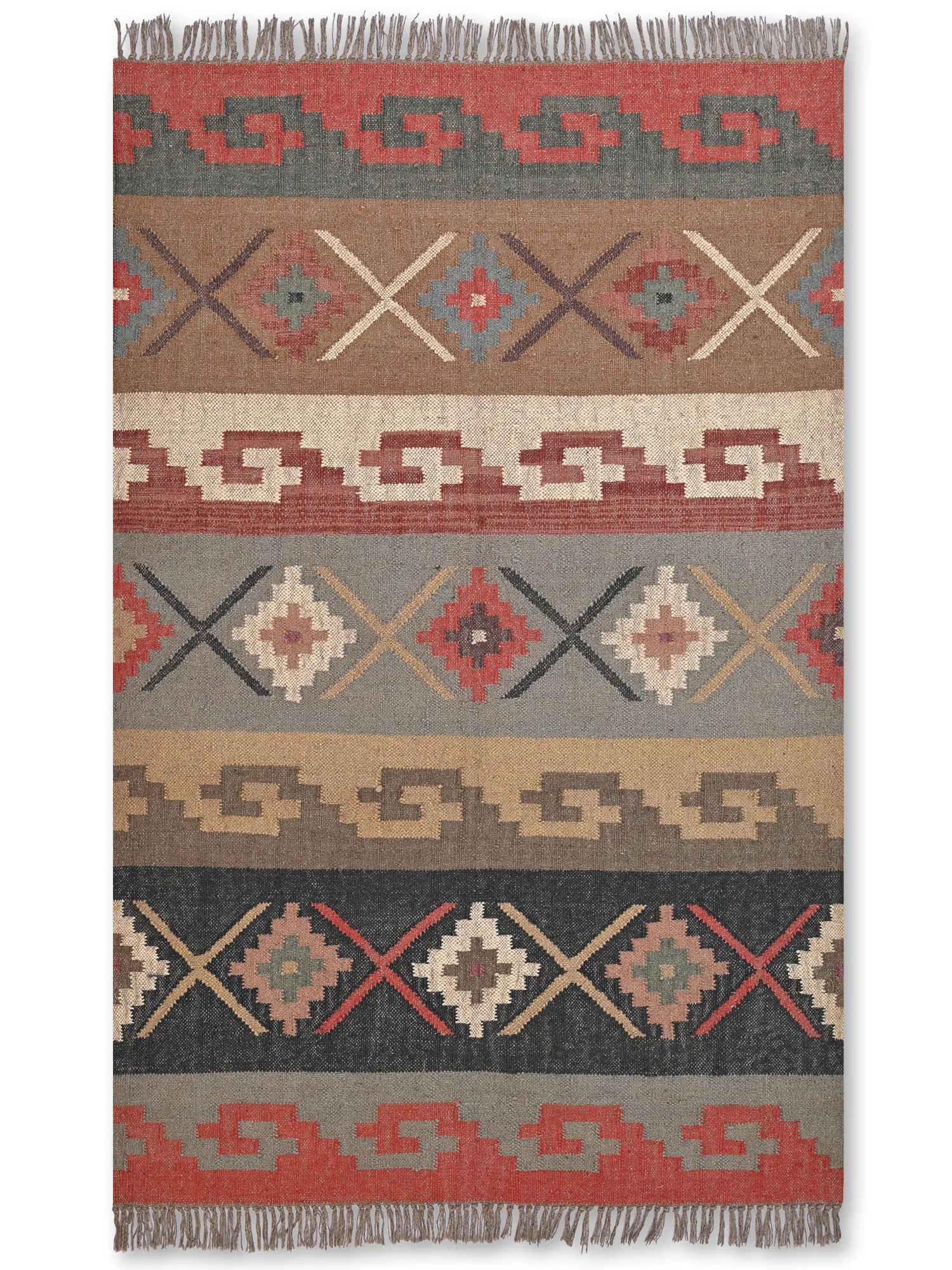 alfombras kililm pasillo 120x180 multicolor necha a mano en fibras naturales