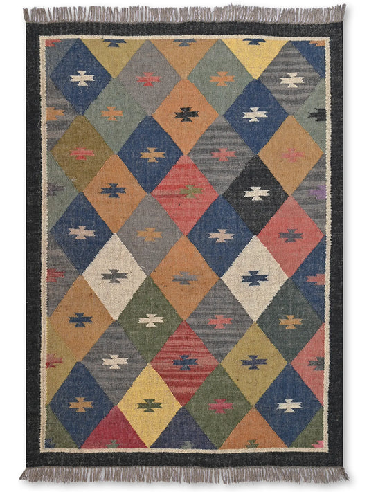 alfombras kililm pasillo 120x180 multicolor necha a mano en fibras naturales
