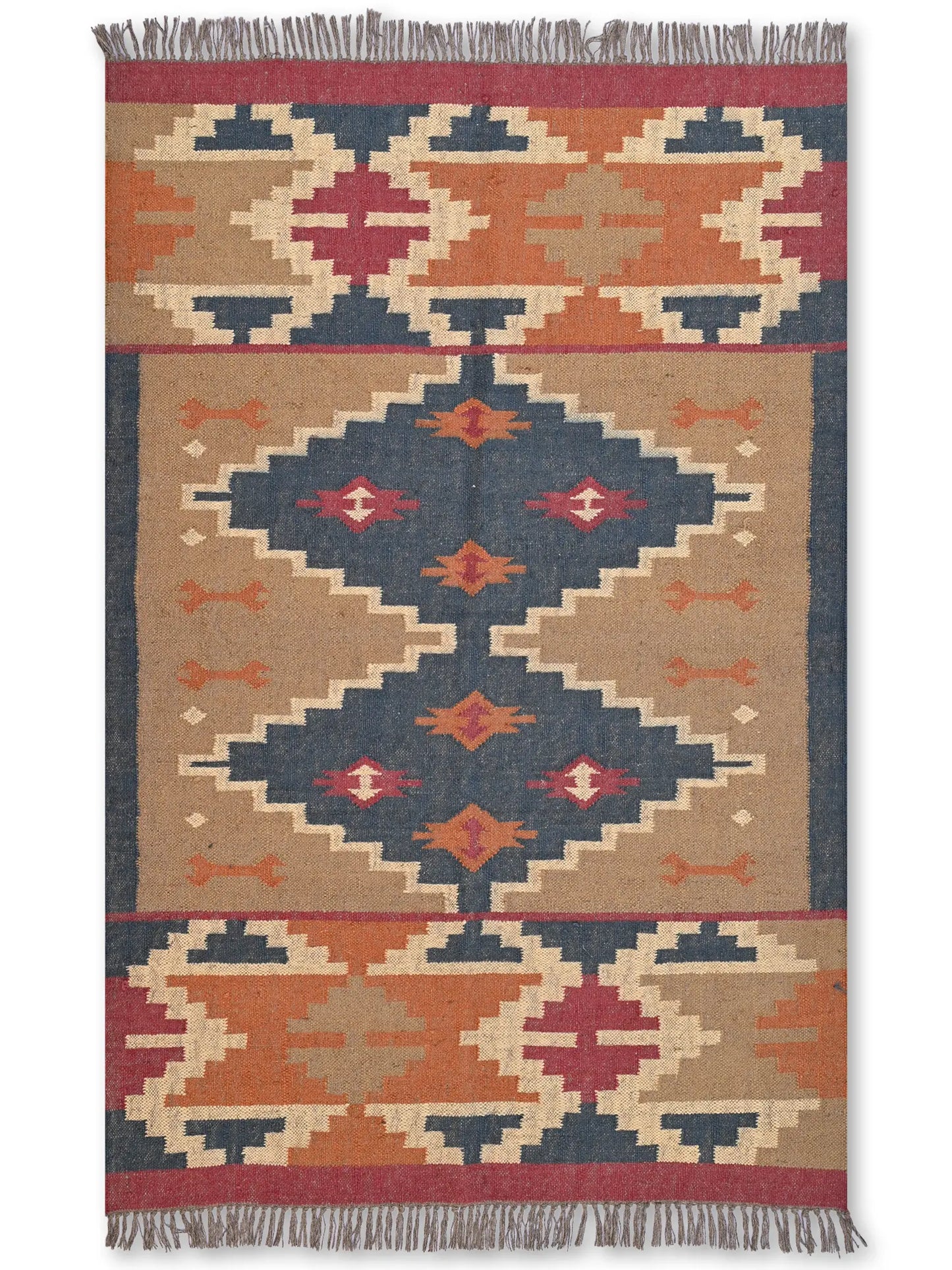 alfombras kililm pasillo 120x180 multicolor necha a mano en fibras naturales