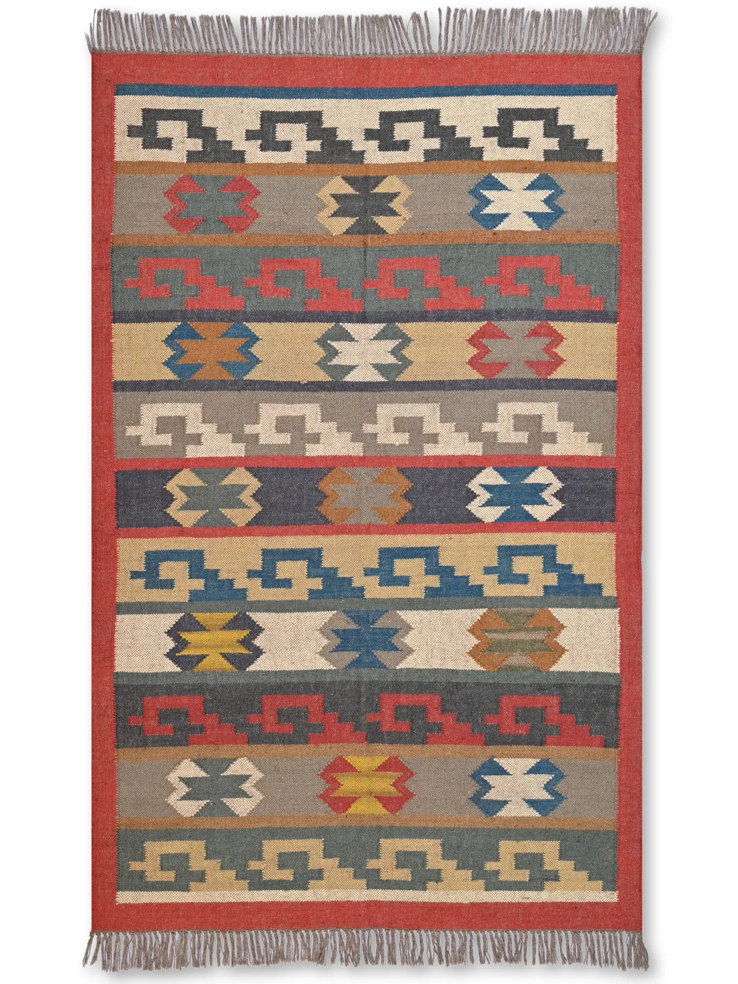 alfombras kililm pasillo 120x180 multicolor necha a mano en fibras naturales