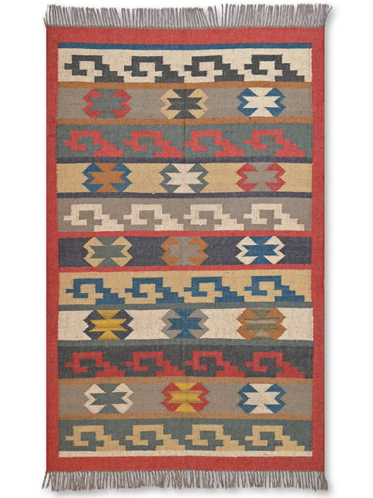 alfombras kililm pasillo 120x180 multicolor necha a mano en fibras naturales