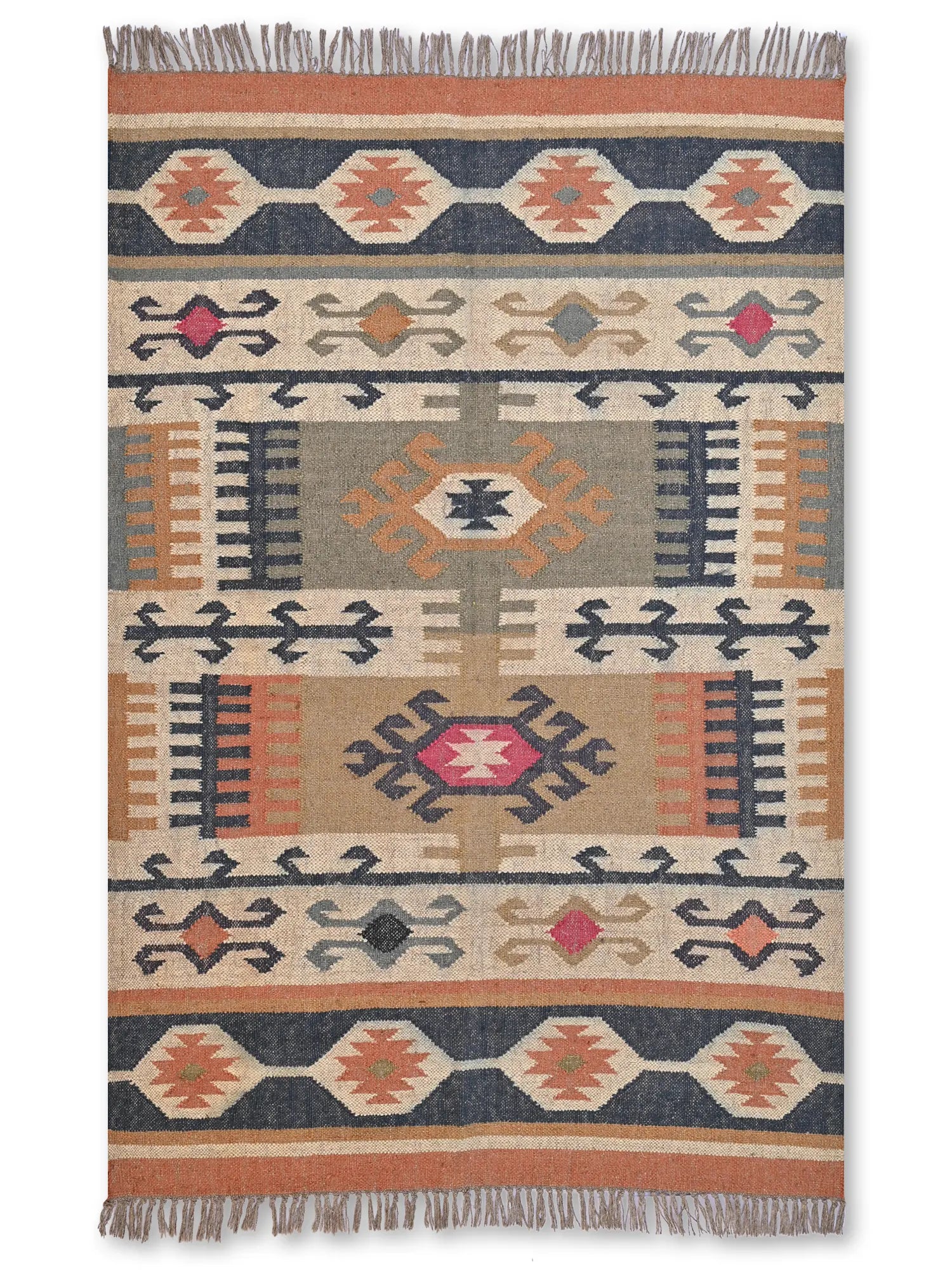 alfombras kililm pasillo120x180 multicolor necha a mano en fibras naturales