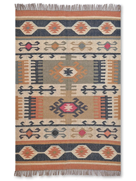 alfombras kililm pasillo120x180 multicolor necha a mano en fibras naturales