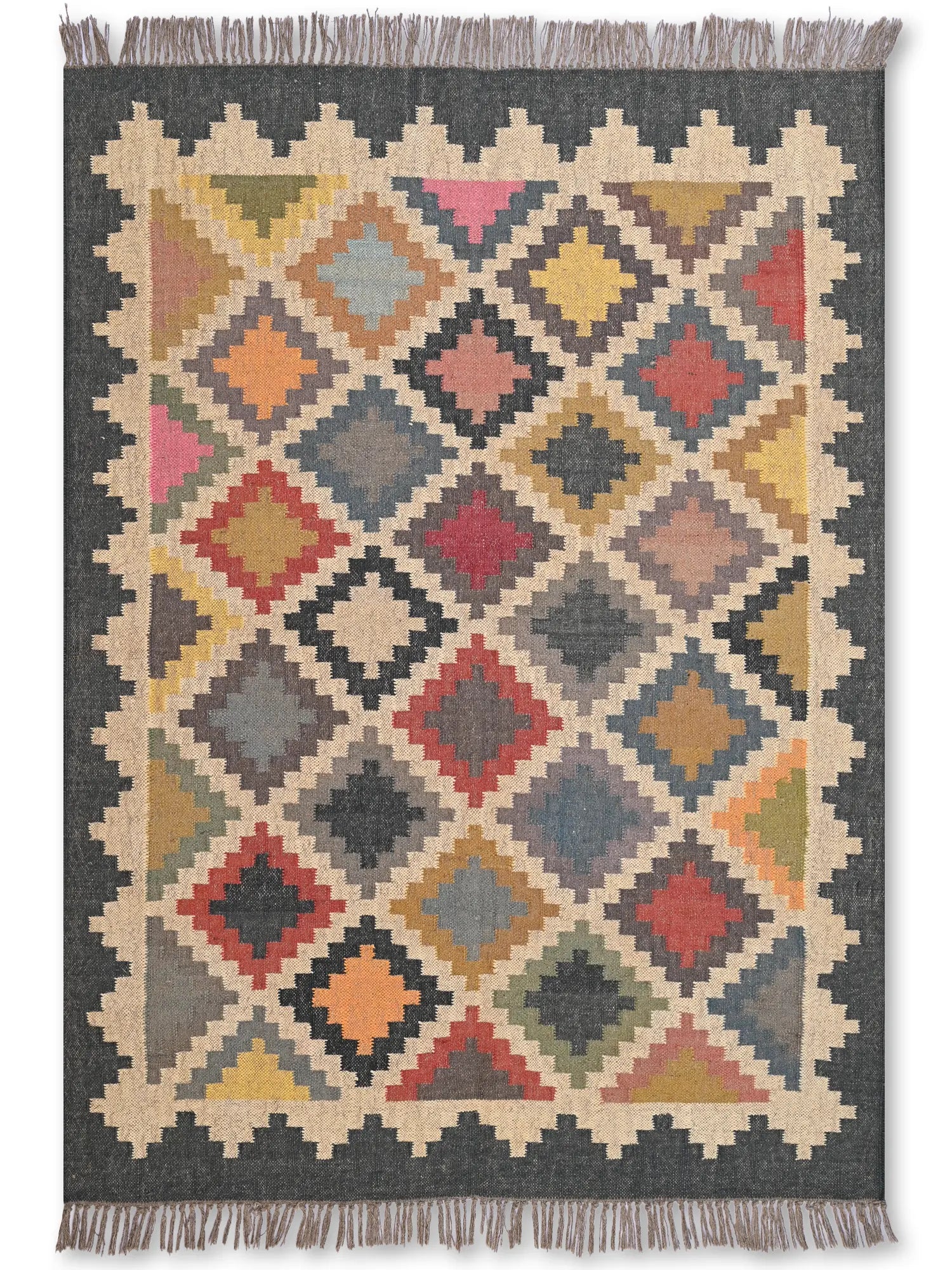alfombras kililm pasillo 60x90 multicolor necha a mano en fibras naturales