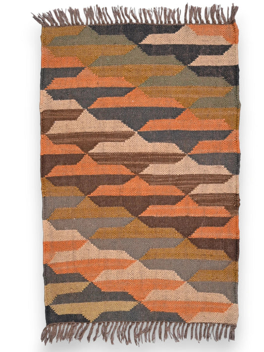 alfombras kililm pasillo 60x90 multicolor necha a mano en fibras naturales
