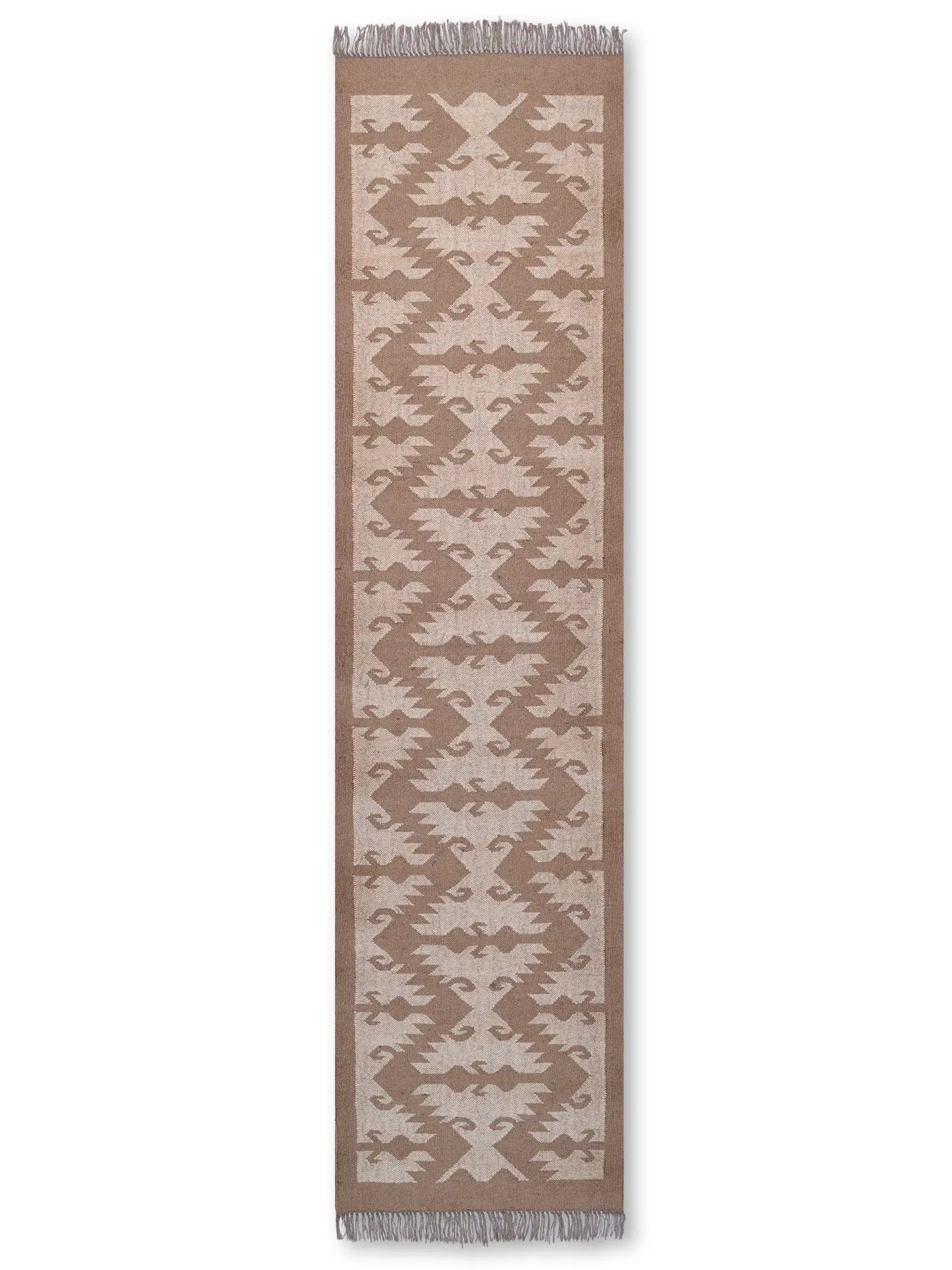 alfombras kilim pasillo 75x300 marrón hecha a mano en fibras naturales