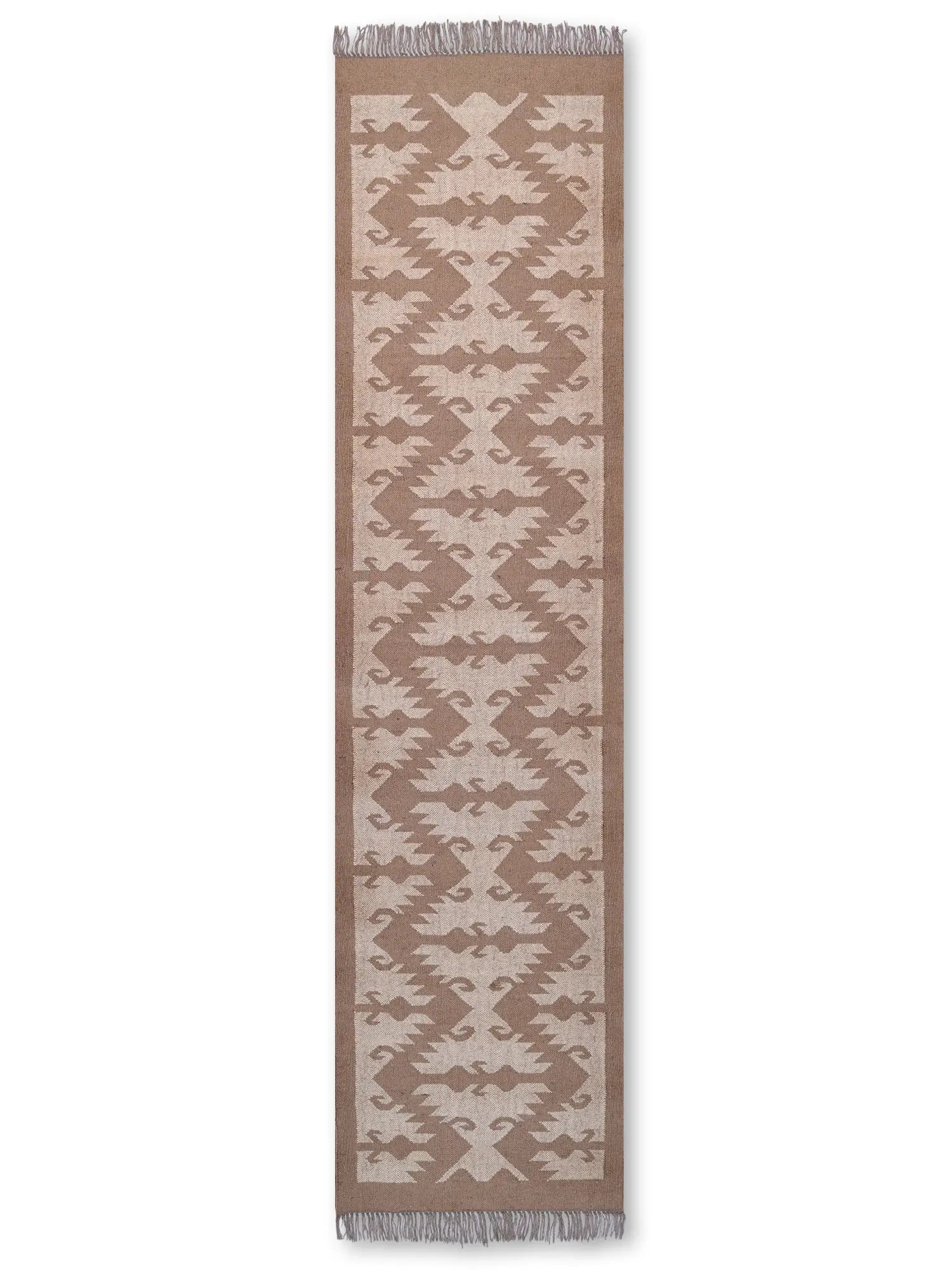 alfombras kilim pasillo 75x300 marrón hecha a mano en fibras naturales