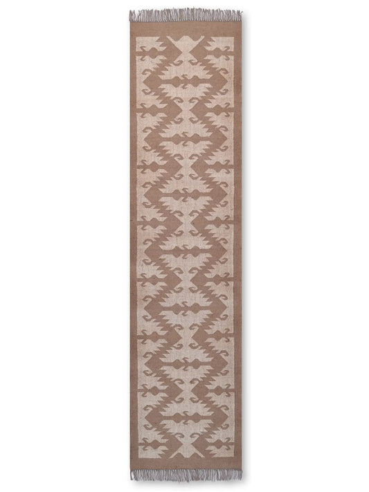 alfombras kilim pasillo 75x300 marrón hecha a mano en fibras naturales