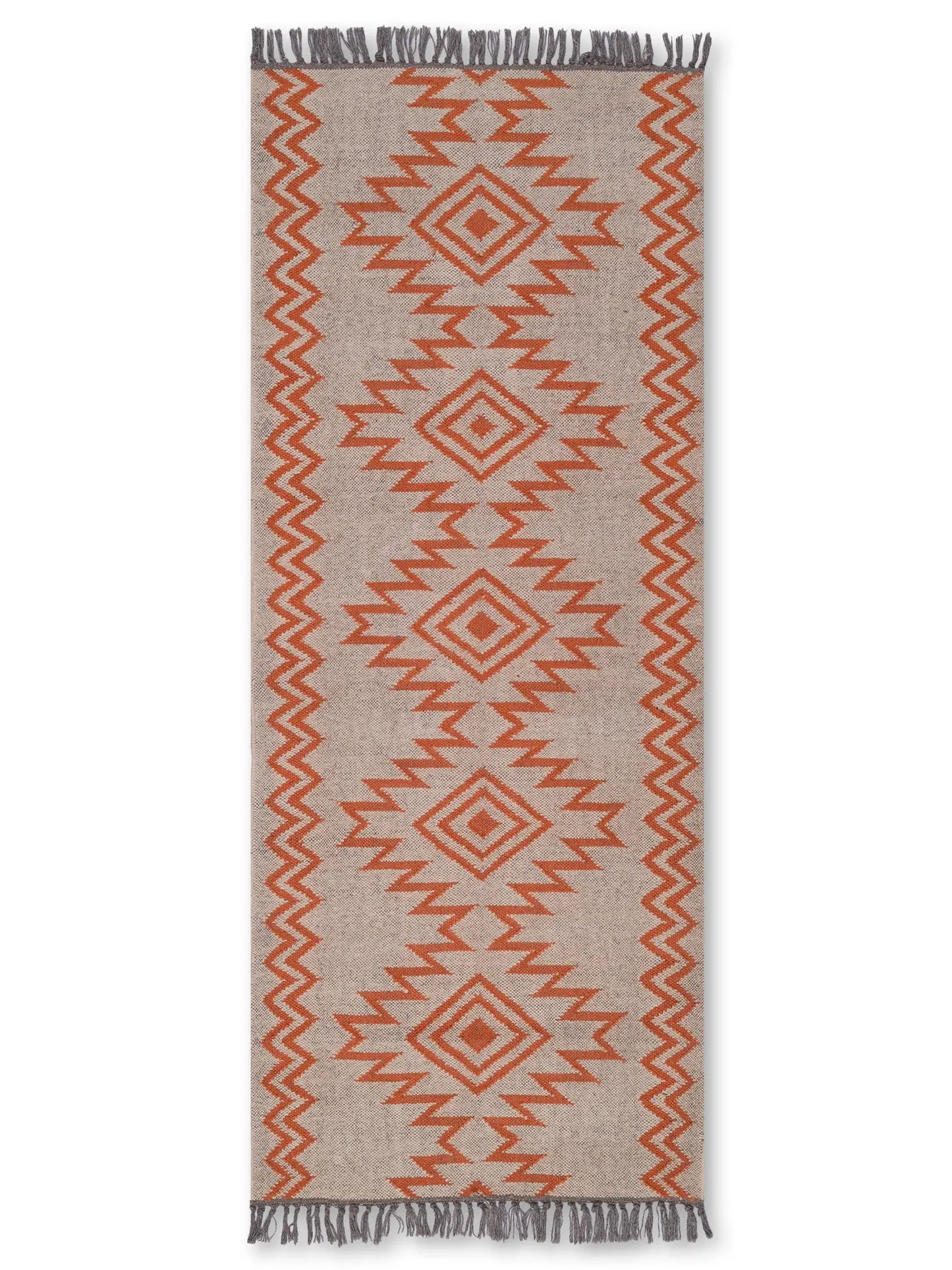 alfombras kilim pasillo 75x180 beige rojo hecha a mano en fibras naturales

