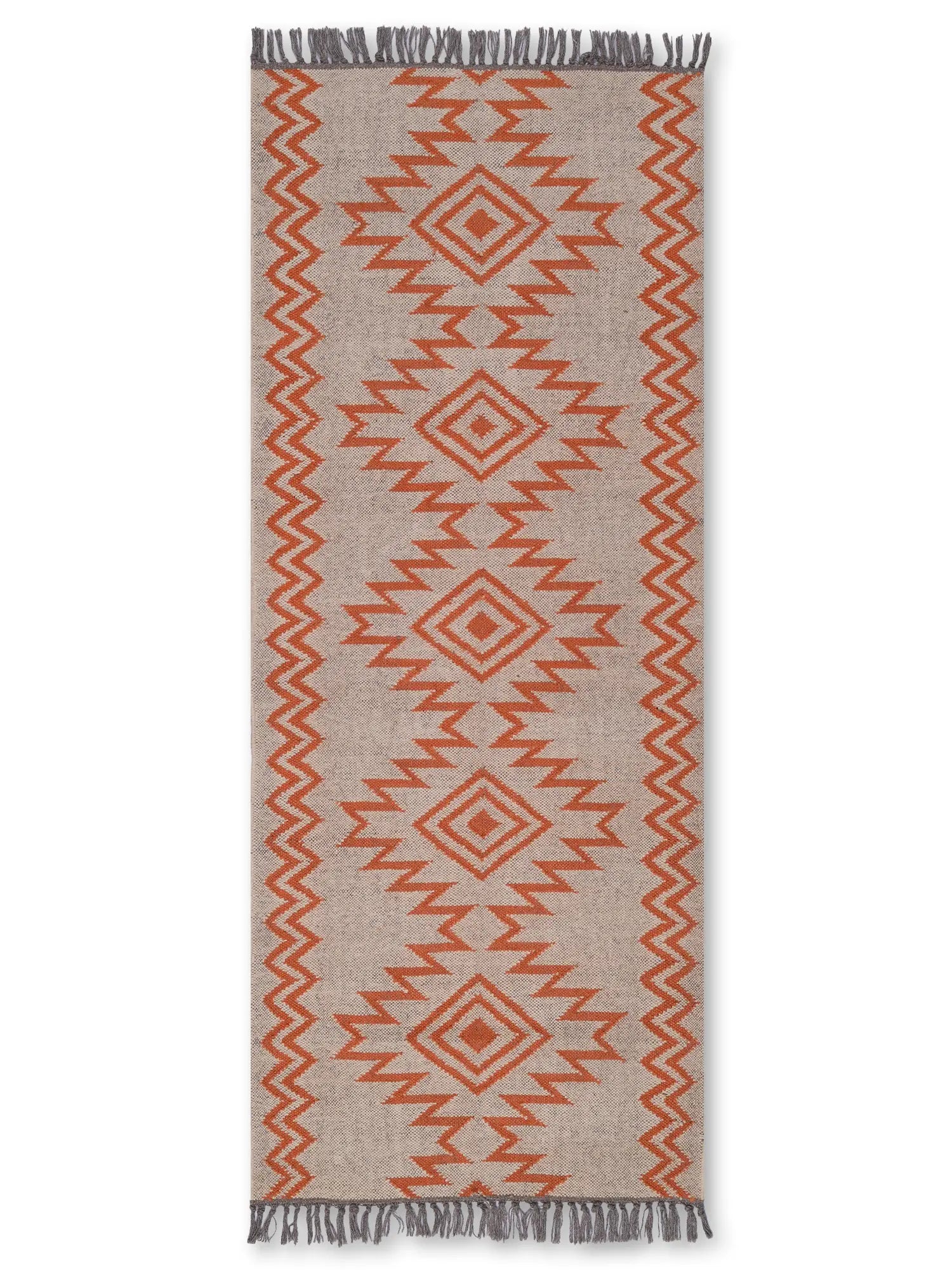 alfombras kilim pasillo 75x180 beige rojo hecha a mano en fibras naturales
