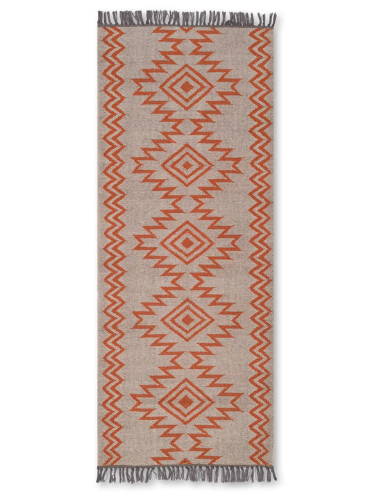 alfombras kilim pasillo 75x180 beige rojo hecha a mano en fibras naturales
