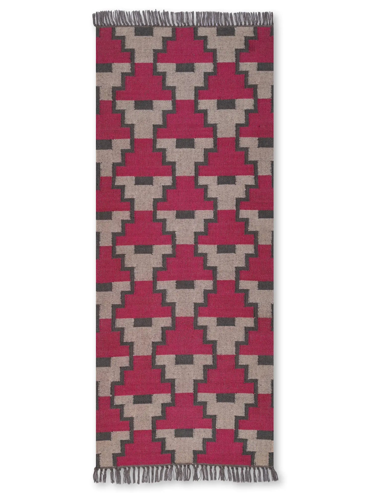 alfombras kilim pasillo 75x180 beige rojo hecha a mano en fibras naturales
