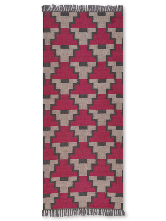 alfombras kilim pasillo 75x180 beige rojo hecha a mano en fibras naturales